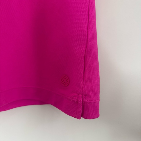 Lilly Pulitzer Passion Fruit Pink Luxletic UPF 50 Frida Scalloped Polo Top L NEW - Picture 7 of 14